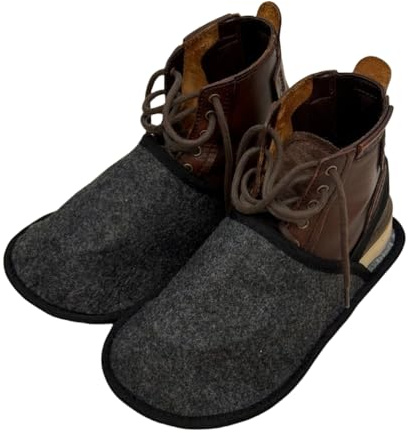 CUTSUGOK Filz Museumslipper Überschuhe Schuhüberzieher Überschuhe für Bodenschutz gegen Schmutz und Kratzer Handwerker Hausschuhe, dunkelgrau, 40/44 EU