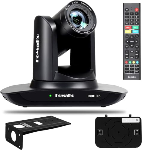 FoMaKo NDI HX3 PTZ Kamera KI-Auto-Tracking 20x Optischer Zoom mit HDMI/USB3.0/LAN(PoE) für Live-Gottesdienste, Konferenz, Events. YouTube vMix OBS Live Streaming (FMK20UH Schwarz)
