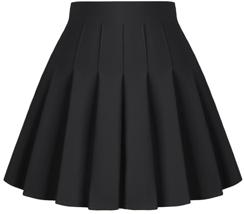 Dressever Women's Pleated Skirts Mini Skater Basic Skirt High Waist Tennis Skirt School Uniform Cheerleader Skirts Black XL