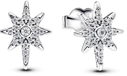 Pandora Moments 293587C01 - Orecchini scintillanti a forma di stella polare in argento sterling con zirconi, Silber, Argento sterling, Zirconia cubica