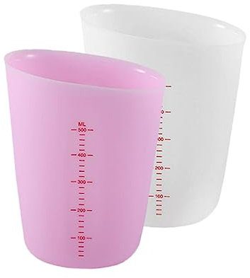 OFFSCH 2 Pezzi Tazze Graduate Silicone Brocche Misurazione Cucina Gel Silice Addensato Semplici Flessibili Marcature Indelebili Silicone Misura Bisogno Intuitivo