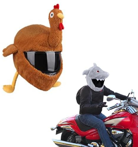 RJSQAQE Motorradhelmbezug, lustige Helmdekoration, süßer Tierhelmbezug, lustige Helmdekoration, Staubkappe, pelziger Motorradhelmbezug, lustiger Tier-Integralhelm-Schutzbezug (Henne)
