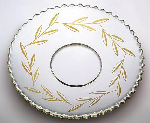 Wiedemann Glas-Kerzenmanschette (Tropfenfänger) goldende Blätter im Kranz für Kerzen bis Ø 25 mm