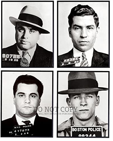Póster de fotos de gángster famoso de 11 x 14 pulgadas | Magnífico collage de retratos de taza de mafia – Colección Ultimate Wise Guys – Al Capone – Whitey Bulger – John Gotti – Lucky Luciano – Foto