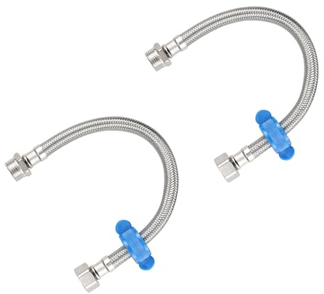 30CM Flexible Pipe Extension BSP 1/2 Male to BSP 1/2 Female Stainless Steel Braided Hose Water Supply Hose Connector 2 Pcs