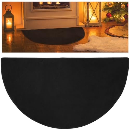 Tapis de cheminée demi-rond résistant à la chaleur, ignifuge, 61 x 105 cm, double couche de protection de foyer pour cuisines, barbecues extérieurs, cheminées