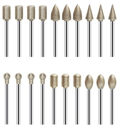 Haliya 20-tlg. Diamant Schleifaufsätze, 120 Körnung, 3mm Schaft, für Dremel | feinkörnig, kompatibel mit Dremel, für Metall, Bohrmaschine, Gravur, Schleifen, Polieren, ideal für Heimwerker, langlebig