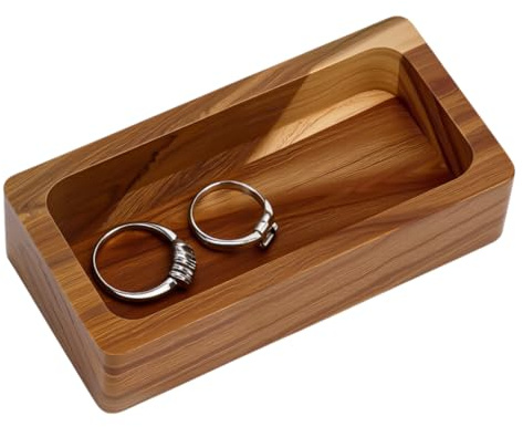 MAYJOYDIY Plateau de Service Rectangulaire en Bois D'Acacia Plateau de Service Rectangulaire en Bois pour Présentation de Bagues Bijoux Boucles d'oreilles Colliers Bibelots 10cm X 5cm