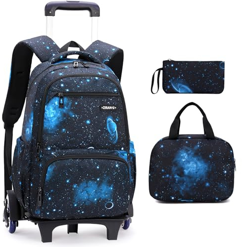 TRAVELKNOT 3pcs Sac à Dos Roulette Primaire Cartable Scolaire Enfant Fille Sac Trolley Bagage Cabine Cartable à Roulette Fille Garcon Scolaire