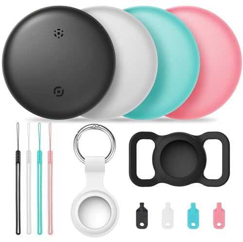 FIDECO Air Tag Schlüsselfinder, 4er Pack kompatibel mit Apple Find My (nur iOS), Bluetooth Tracker für Gepäck, Schlüsselfinder, Finder für Schlüssel, Reisepässe Smarttag mit Austauschbarer Akku