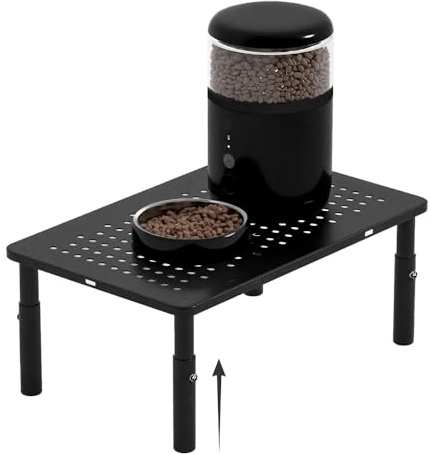 WSOWX Adjustable Automatic Cat Feeder Stand, Elevated Cat Food Stand,Black | Lifted Cat Food Table Station,Raises Feeder/Bowls by 4.1/4.9/5.7,Relieves Spine and Joints Noticeably on Pets-Sturdy Metal