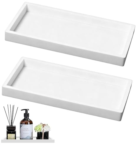 2 Stück Badezimmer Tablett, Dekotablett Schwarz Silikon Ablageschale, Ablageschale Kosmetik Kleines Rechteckig Tablett für Wohnzimmer, Schlafzimmer, Waschbecken, Badewanne und Küchenspüle