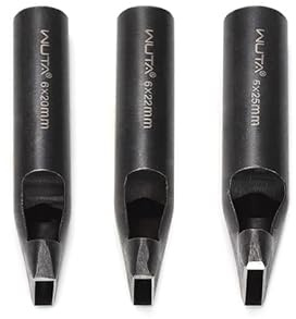 WUTA Kohlenstoffstahl Lochstanzer,3 Stück Rechteck Locheisen Set für DIY Lederarbeiten, Gürtel, Taschen, Lochstanzer Leder(5 * 25+6 * 20+6 * 22mm)