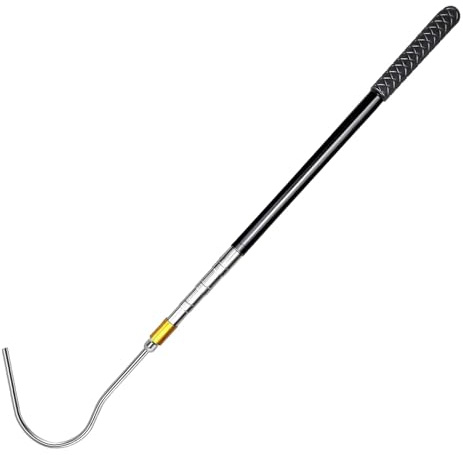 HASLED Asta Telescopica in Acciaio Inossidabile a 3 Sezioni con Gancio Resistente - Regolabile da 53 a 134 cm - per Interni ed Esterni