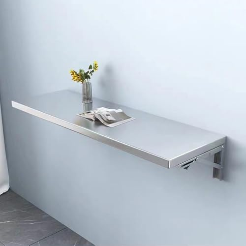 GSKDZG Edelstahl Klapptisch, Wandklapptisch Für Kleine Räume Klappbar Wandtisch, Schwimmender Schreibtisch Mit Halterungen, Küchentisch Esstisch(120x25cm)