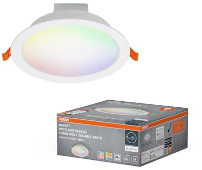 OSRAM SMART+ Matter Recess Faretto LED 170mm RGB+TW Bianco | SMART+ MATTER Recess Downlight, Spot lights and ceiling spots, Bianco, 25000 h, confezione da 1