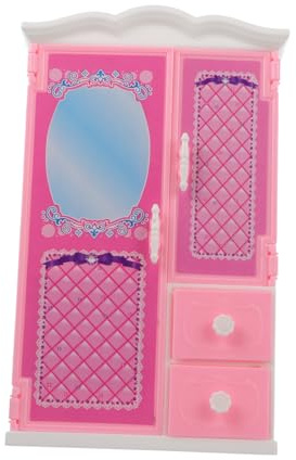 GALPADA Puppenkleiderschrank Puppengarderobe Aus Stabilem Material Mit Öffnenden Türen Und Schubladen Kinder Spielzeug Zubehör Kompakte Größe Leicht Tragbar Zubehör Für Puppen Spielen