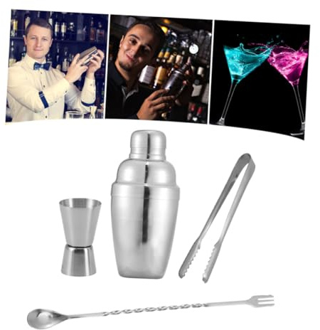 Homoyoyo 4 piezas Coctelera de Acero Inoxidable con Accesorios para Bartender Profesional Mezclador de Bebidas para Bares y Restaurantes