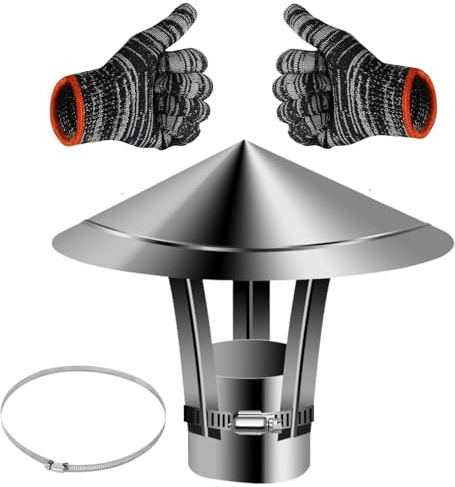 Chapeau de Cheminée anti Pluie 80/100/120/150/180/200mm, Réglables Chapeau de Ventilation,Couvercle de Cheminée Pour Tuyau de Fumée, Anti-Pluie Et Neige(120mm/4.72in)