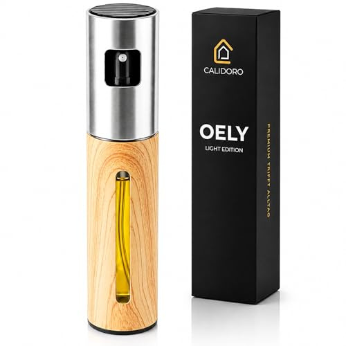 CALIDORO Ölsprüher [Edelstahl, 100ml] – Öl Sprühflasche für präzise Dosierung – Ölspray für Airfryer & Heißluftfritteuse – Sprühflasche Öl für Speiseöl & Essig – Oil Sprayer (LIGHT EDITON)