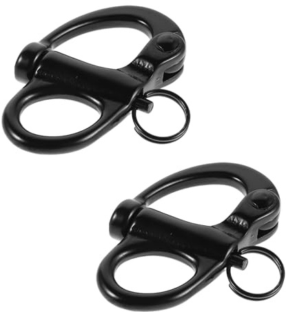 BESPORTBLE Lot de 2 Manilles à Ressort Marines Pivotantes en Acier Inoxydable 69mm Noir, Manille D'ancre Marine à Dégagement Rapide pour Gréement de Voile et Accessoires Nautiques