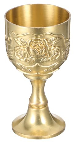TOYANDONA Calice en Métal Bronze Antique Petit Format, Gobelet Médiéval Orné pour Whisky et Liqueur, Verre à Vin Européen Vintage pour Cérémonie, Dîner et Décoration Rustique
