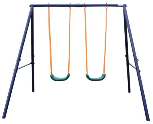 Altalena doppia per bambini, per esterni, per bambini da 3 a 8 anni, portata fino a 90 kg, struttura in acciaio morbida, antiscivolo, bordi arrotondati, resistente alle intemperie, facile da montare