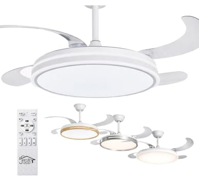JARDIN202 - Ventilador de Techo con Aspas Retráctiles, Motor DC, Temporizador, Luz LED Regulable, Mando a Distancia, 6 Velocidades | 50 cm (Tarifa Wifi Blanco)