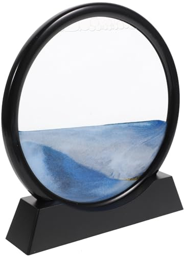 HANABASS Sablier Décoratif Bleu 7 Pouces Peinture de Sable Mouvant, Ornement Élégant en Abs et Sable, pour Bureau ou Étagère, Décoration de Bureau Relaxante