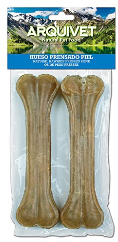 ARQUIVET - Osso Pressato in Pelle Bovina 20 cm (Sacchetto 2 Unità) - Per Cani, Rinforza i Denti, Masticabile