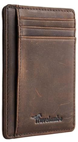 Travelambo - Cartera de Piel Minimalista con Bolsillo Frontal (tamaño Mediano)