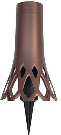 Plastia Grabvase mit Erdspieß Roseta Bronze 1 L - Friedhofsvase aus Kunststoff - Steckvase als Grabschmuck - UV-und witterungsbeständige Blumenvase