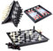 Hoshin Schachspiel Magnetisch, Schach/Dame/Backgammon 3 in 1 Set tragbare Faltbare Reise Magnetische Schachbrett für Kinder (25x25x2cm)