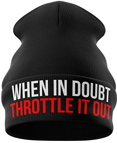 Purple Print House Motorbike Gifts for Men - When in Doubt Throttle it Out - Beanie Hat Motorcycle Gifts Winter Hat