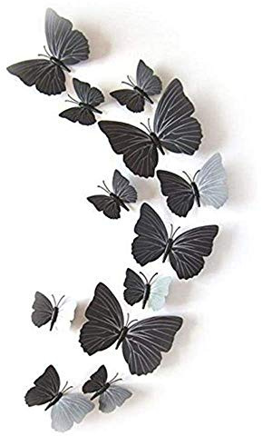 Aeromdale 3D Schmetterling Stickrs Fashion Design DIY Wanddekoration Hausdekoration Babyroom Deko-SCHWARZ 12 Stück Büroobjekte vorhanden