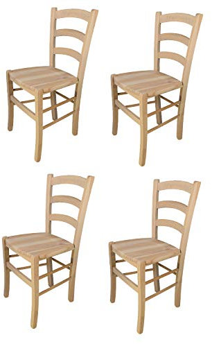 t m c s Tommychairs - 4er Set Stühle Venezia für Küche und Esszimmer, robuste Struktur aus poliertem Buchenholz, unbehandelt und 100% natürlich, Sitzfläche aus poliertem Holz