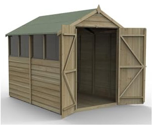 Forest Garden 4LIFE Apex Shed 6x8 - Double Door - 4 Window