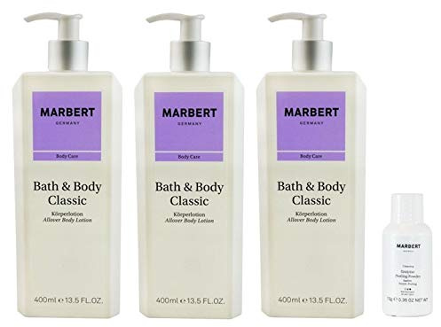 Marbert Bath & Body Classic Körperlotion 3 x 400 ml + Enzyme Peeling Puder 10 g Gratis