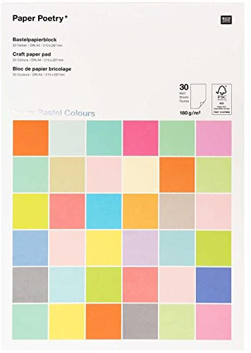 Rico Design Bastelblock 180g, Super Pastel Colours FSC MIX