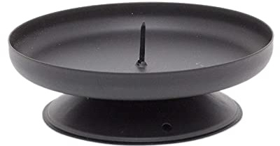 Traditional Black Metal Candle Holder Candle Plate | Pillar Candle Dish Candlestick | Round Votive Candle Holders