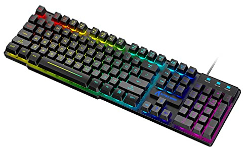 ATTACK SHARK Clavier de jeu filaire - 104 touches - Design ergonomique - Pour ordinateur portable Windows PC/Mac OS/Xbox