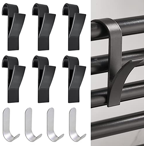 Haken für Badheizkörper - 6 Stück Handtuchhaken Heizkörper und 4 Stück Klebehaken aus Edelstahl. Handtuchheizhaken Bad für Bademantel, Handtuchhalter/Wandhaken Aufkleber