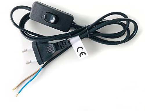 VASNER Lichtschalter für Zipris LED Spiegel Infrarotheizung/Spiegelheizung, Stromkabel mit Schalter und Euro Stecker, separate Steuerung von Wärme & Licht, Kabel 1.5 m, max. 2.5 A / 250 V (Schwarz)