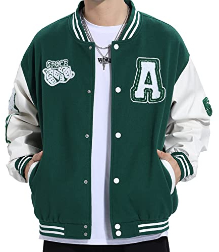 Eocicvvi Chaqueta de Hombre Abrigo de Béisbol para Mujer estilo universitario informal moto Invierno Otoño con Bolsillos