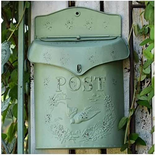 SPUZZO Briefkasten, Wandmontierter Briefkasten, Retro-Landhaus-Stil, montierter Briefkasten, abschließbarer Briefkasten for Zuhause, Veranda, Briefkästen, Heimdekoration (Color : Green)