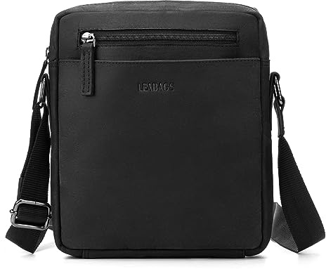 LEABAGS Men's Leather Small Shoulder Bag, Messenger Bag with Shoulder Strap, Men's Travel Bag