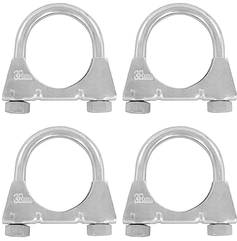 4er Set U Bügel Rohrschellen M8 x 38mm extrem belastbare Montageschellen aus verzinktem Stahl (4 Stk. M8 x 38 mm)
