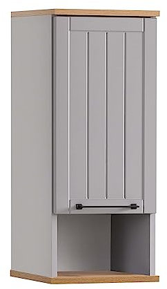 Lomadox Badezimmer Hängeschrank Wandschrank in grau mit Eiche Nb. Landhaus-Stil, B/H/T ca. 30,3/70,8/20,5 cm