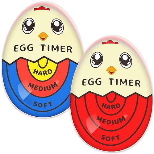 Lasubst Egg Timer that Goes in Water for Soft Medium Hard Boiled Eggs, 1 Red 1 Tricolor