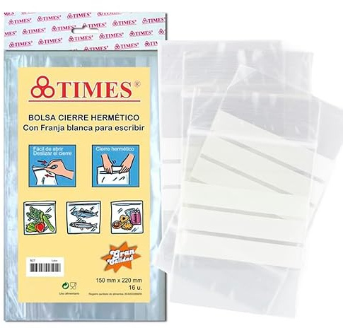 Confezione da 192 Sacchetti 150 mm x 220 mm Ermetici in Plastica con Chiusura Zip Trasparenti con Banda per Scrittura | Adatti per Uso Alimentare e Congelazione Molto Resistenti